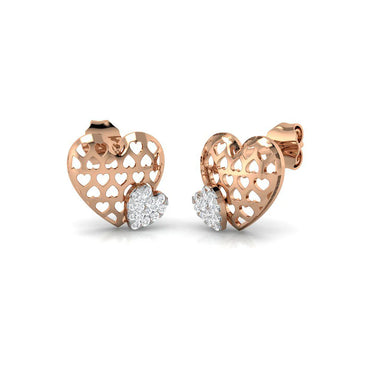 Gold and Diamond Filigree Heart Earrings