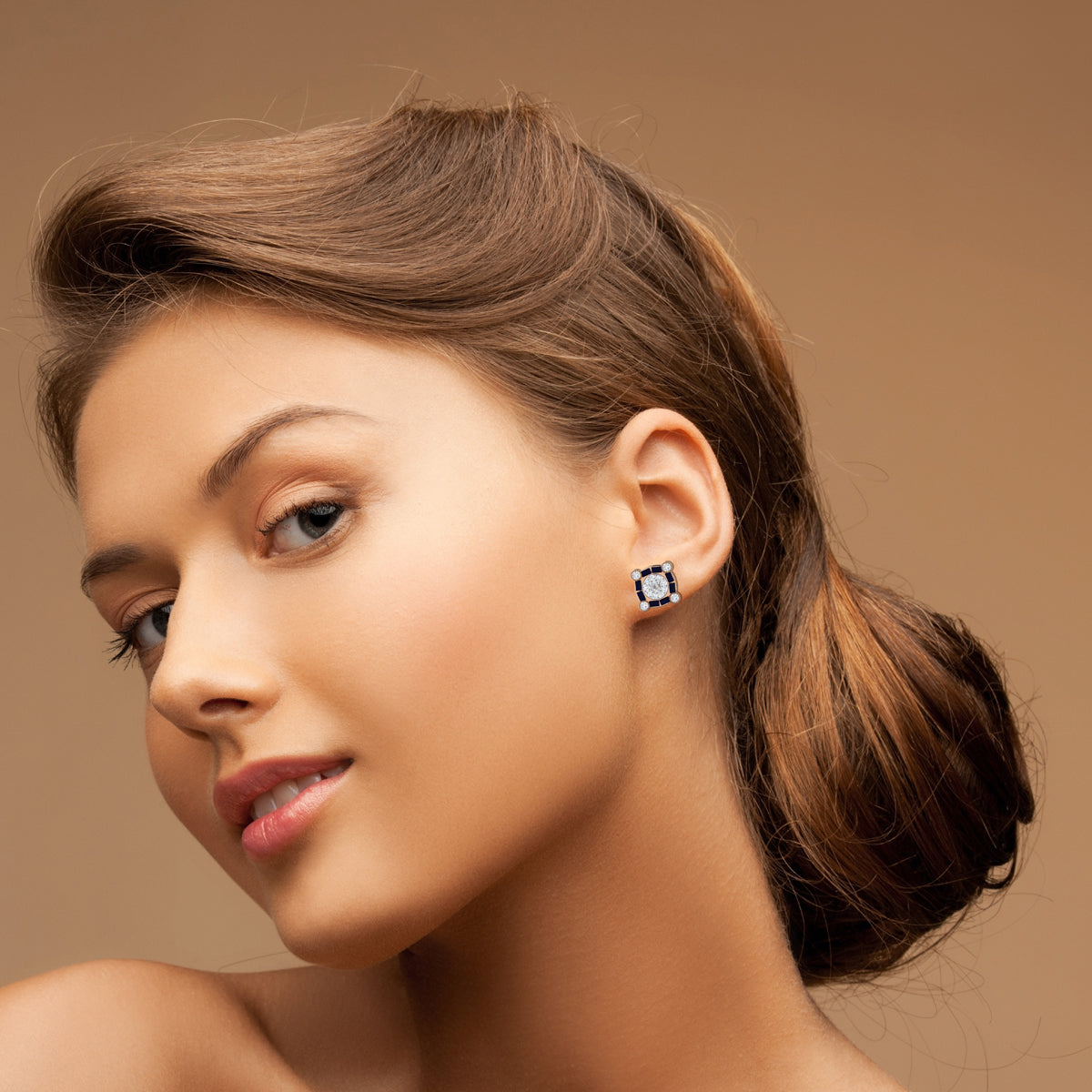 Sapphire and Diamond Clock Studs