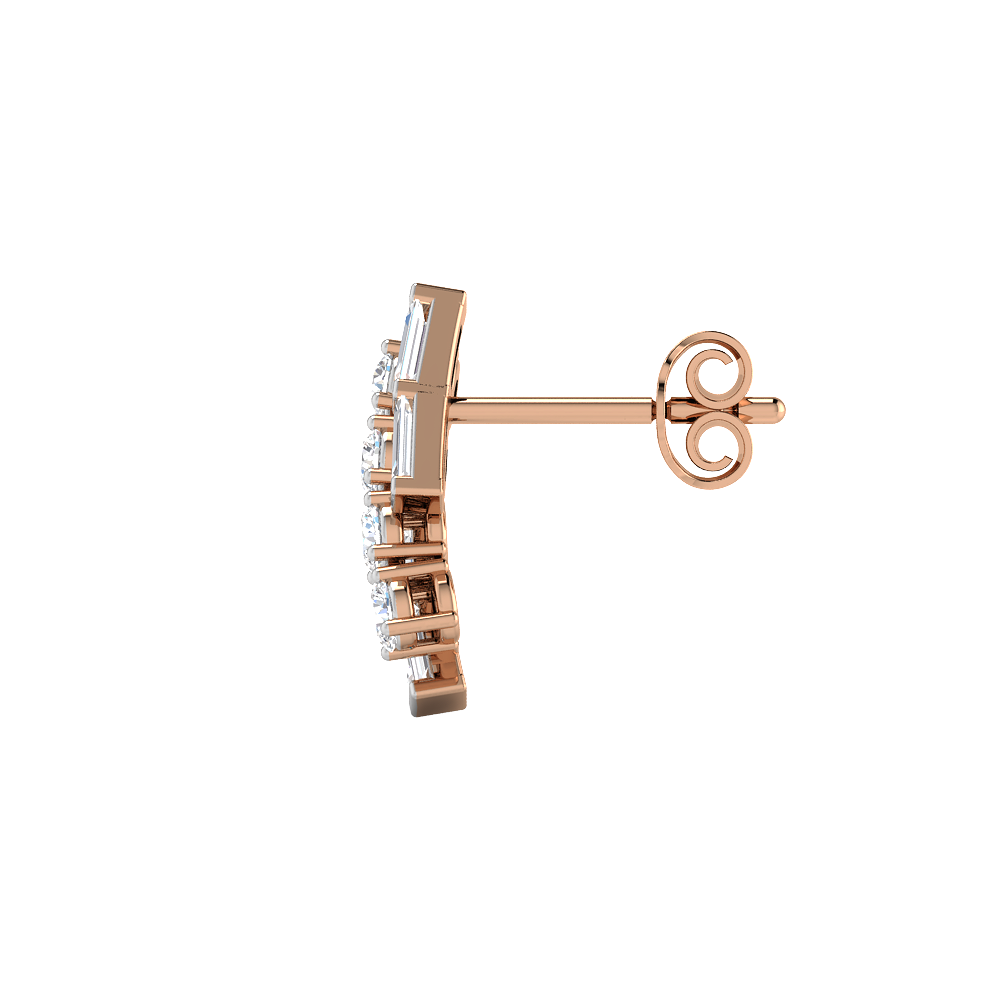 Three Row Baguette Diamond Studs