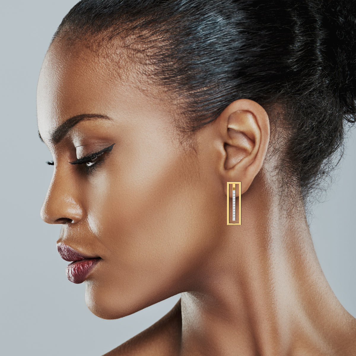 Rectangular Diamond String Earrings