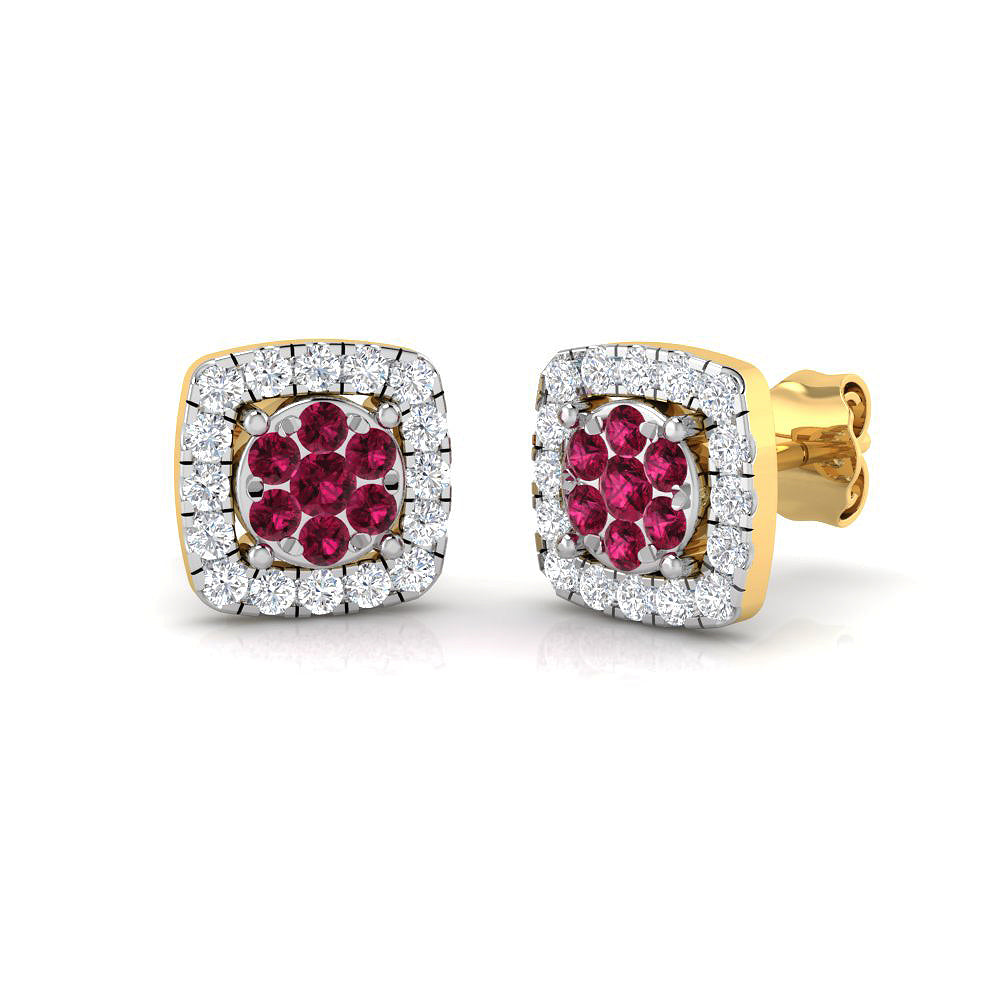 Flower Ruby Diamond Studs