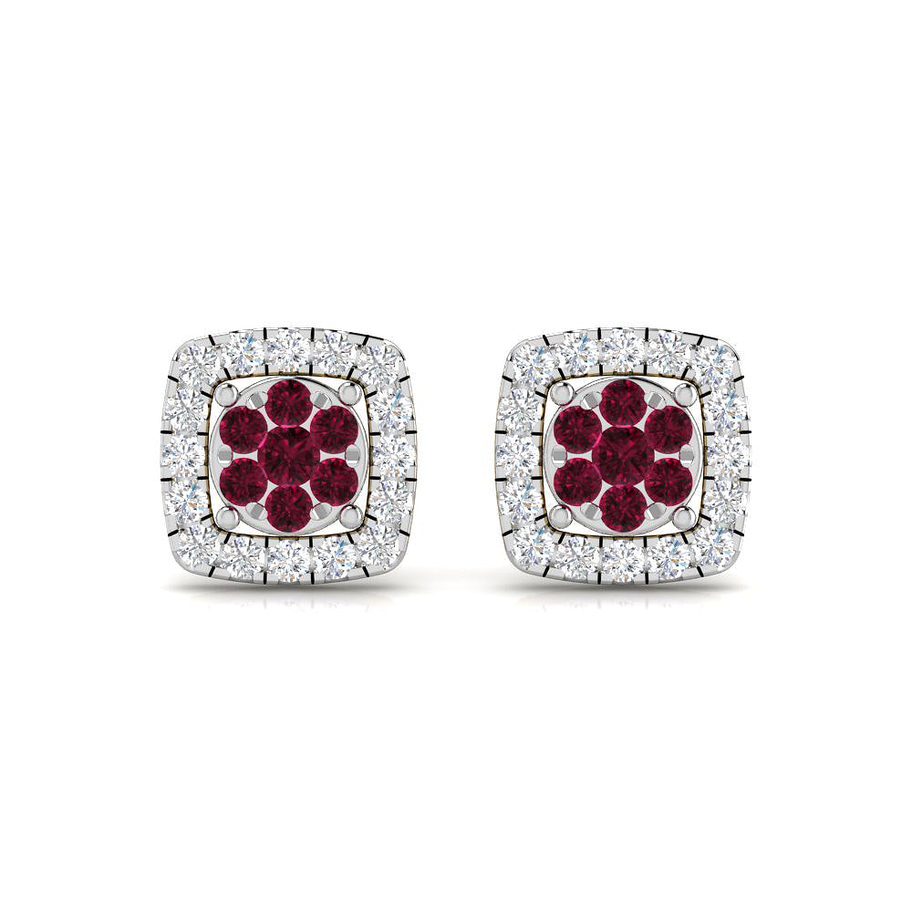 Flower Ruby Diamond Studs