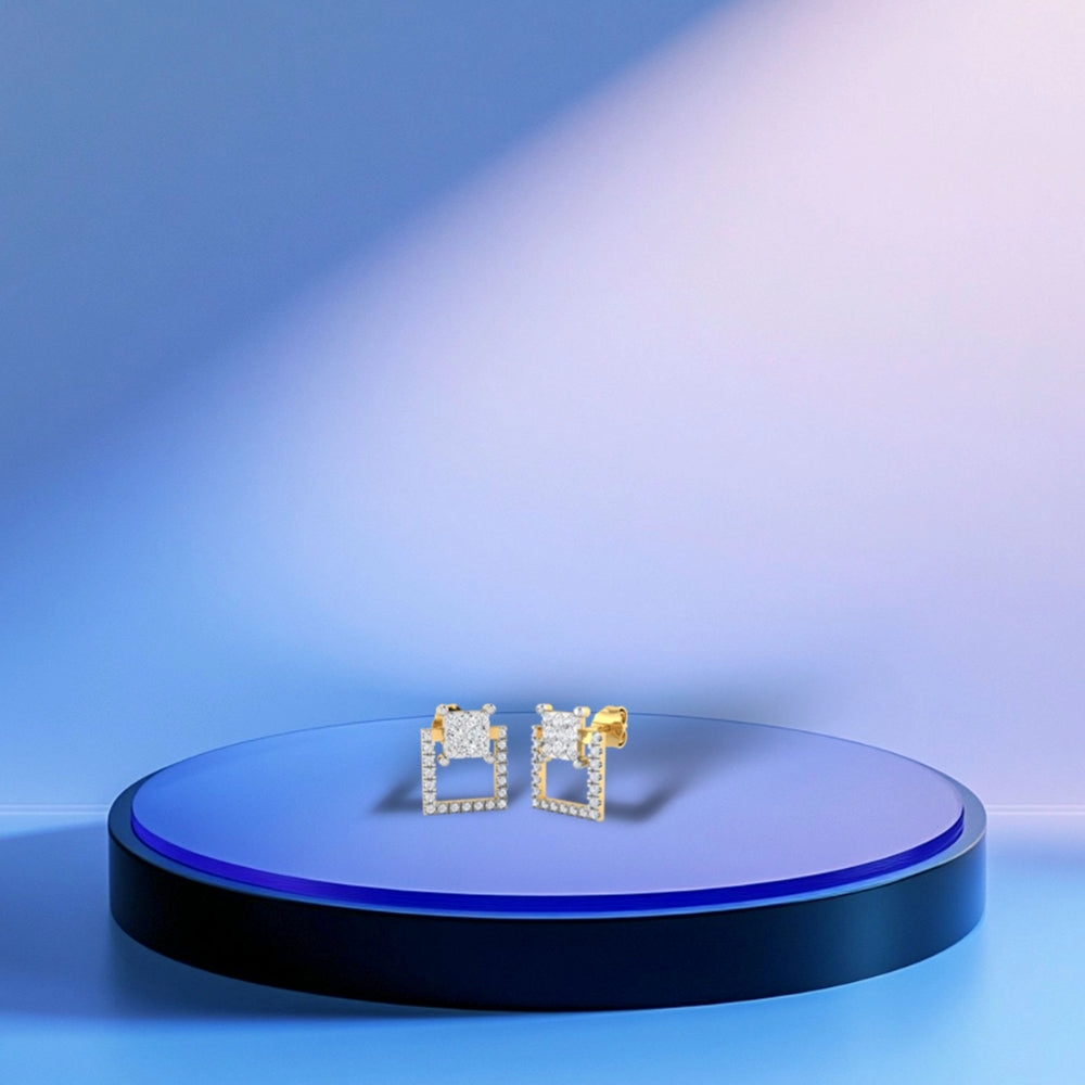 Double Square Diamond Earrings