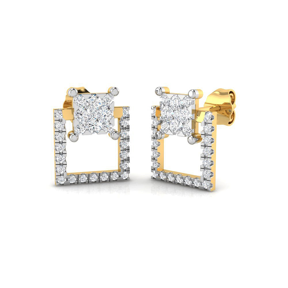 Double Square Diamond Earrings