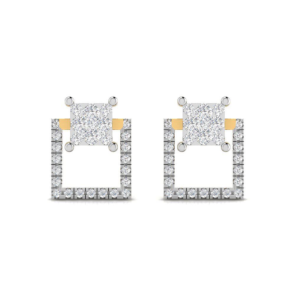 Double Square Diamond Earrings