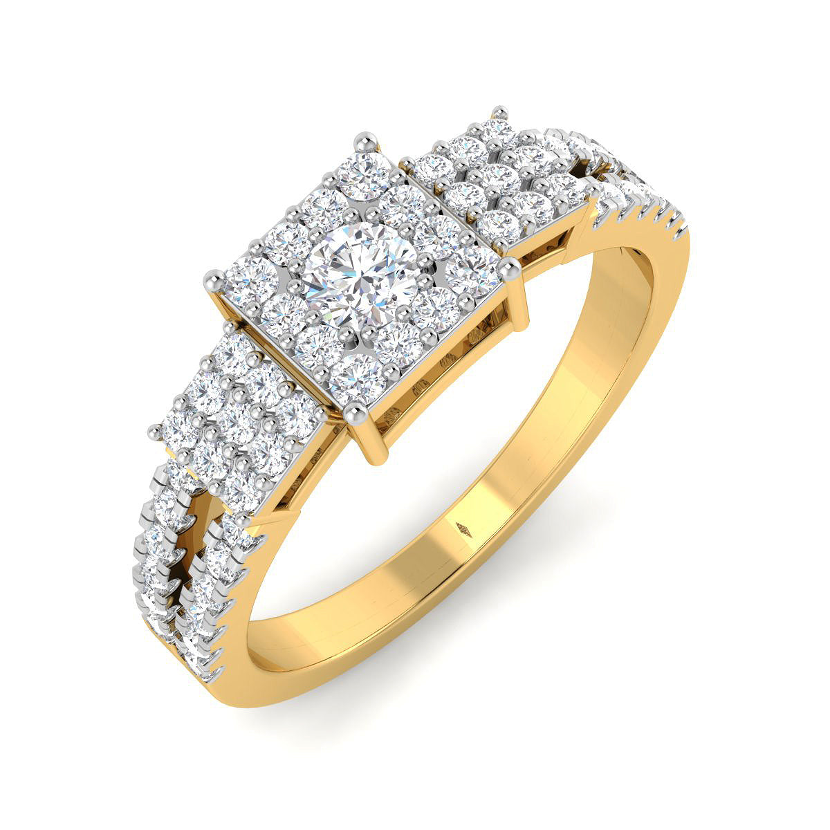 Diamond Embellished Square Trio Ring