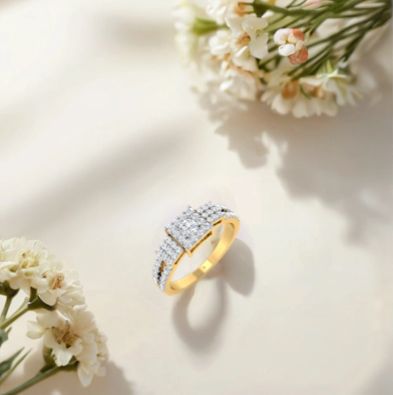 Diamond Embellished Square Trio Ring
