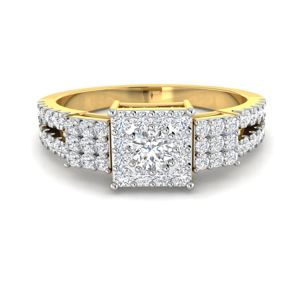 Diamond Embellished Square Trio Ring