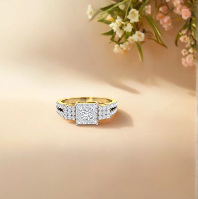 Diamond Embellished Square Trio Ring