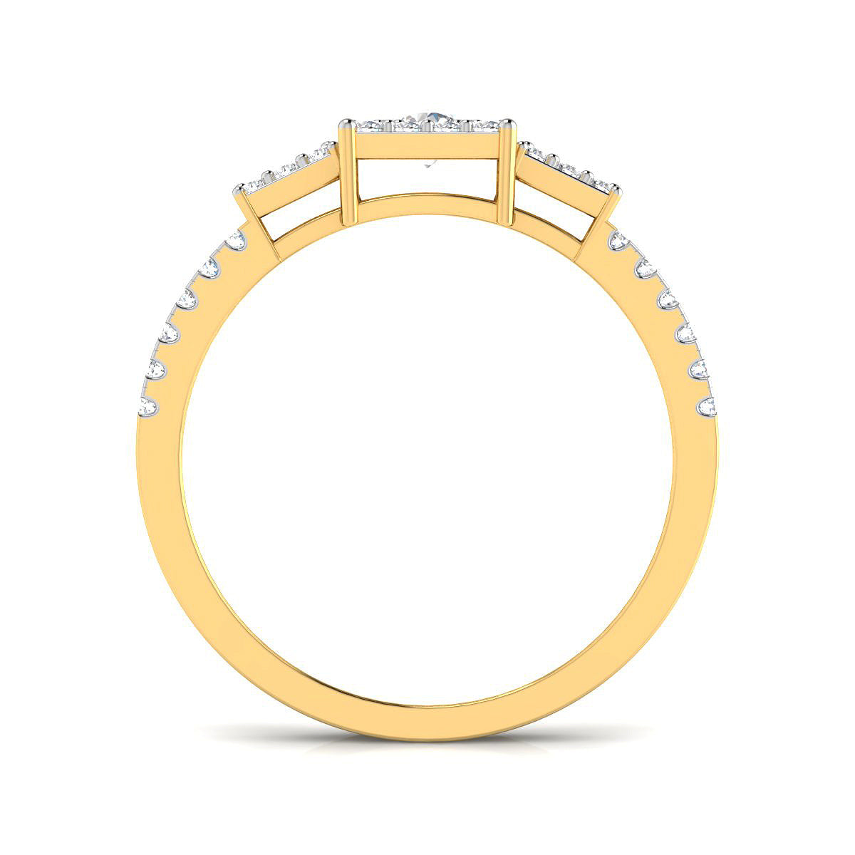 Diamond Embellished Square Trio Ring