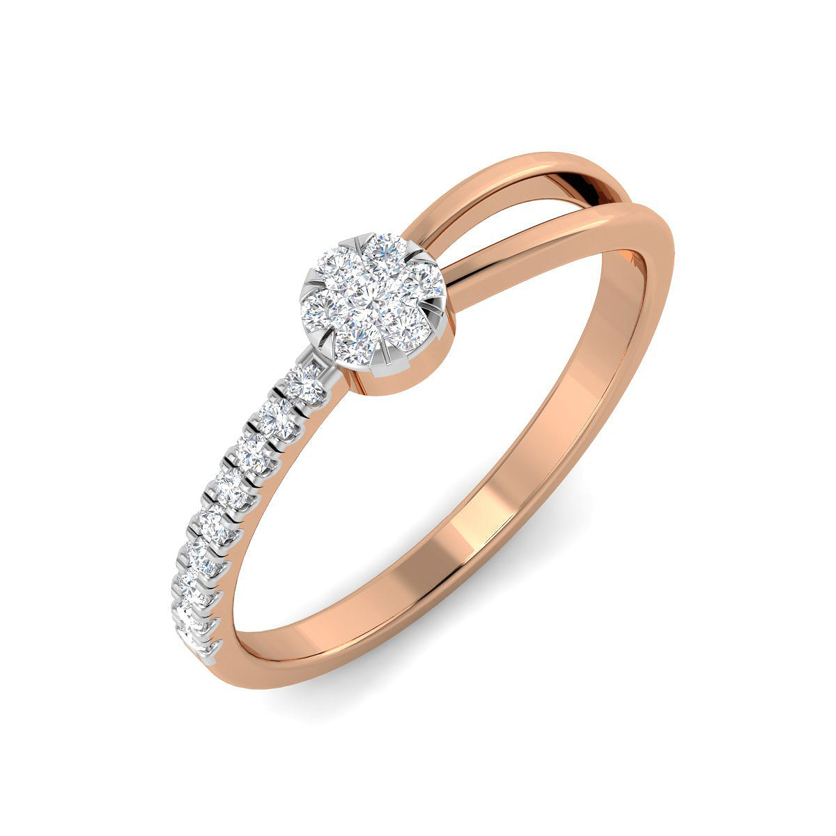 Flower Top Pave Diamond Ring