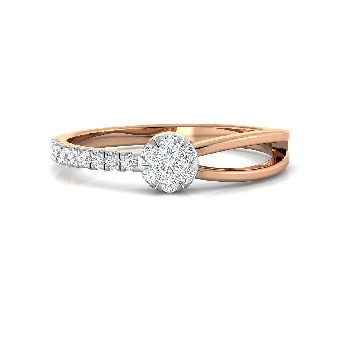 Flower Top Pave Diamond Ring