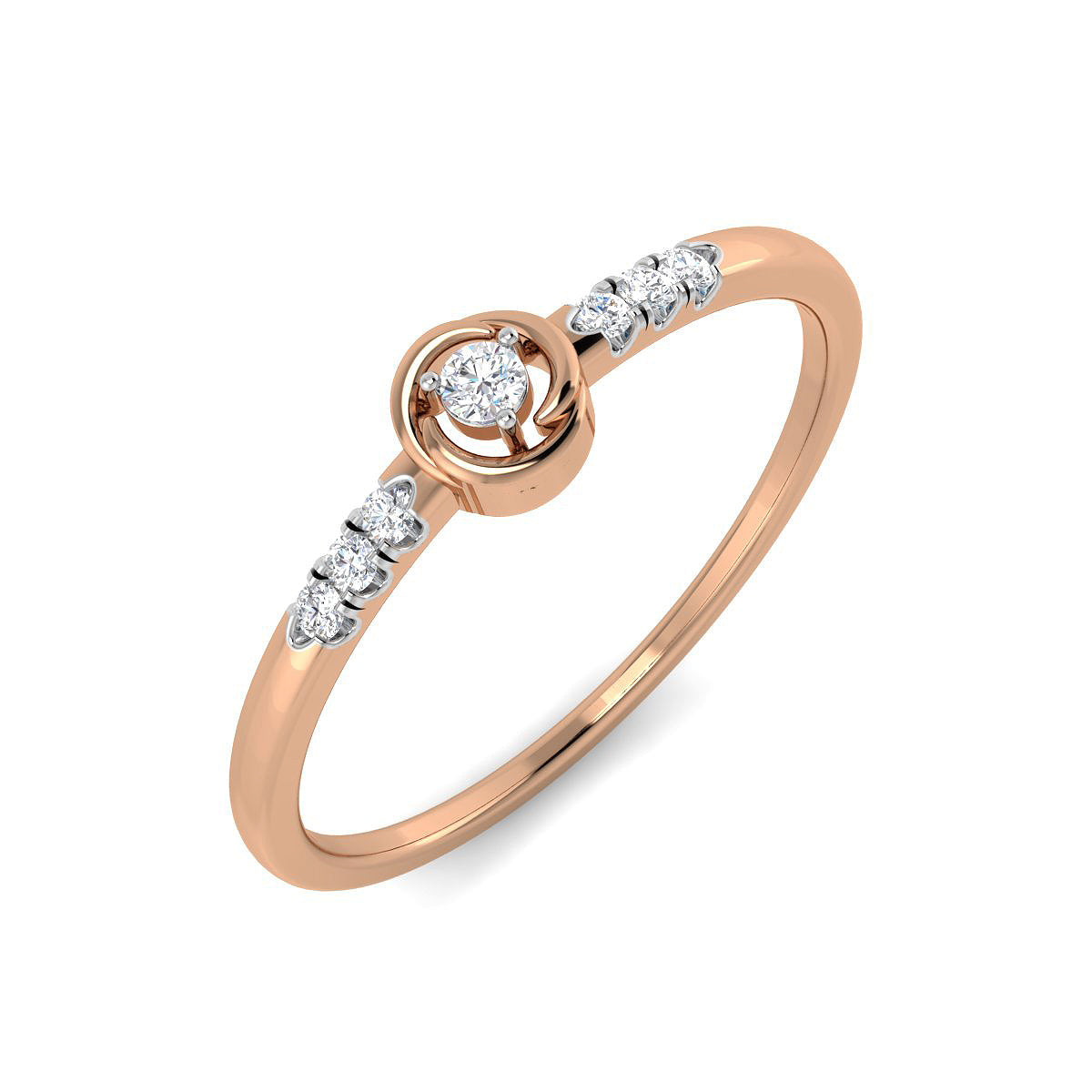 Solitaire and Diamond Trios Ring