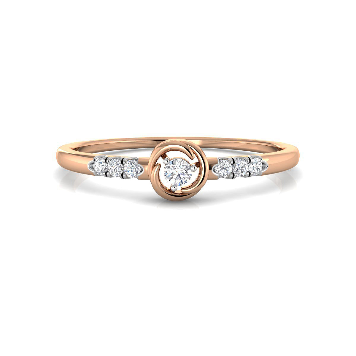 Solitaire and Diamond Trios Ring