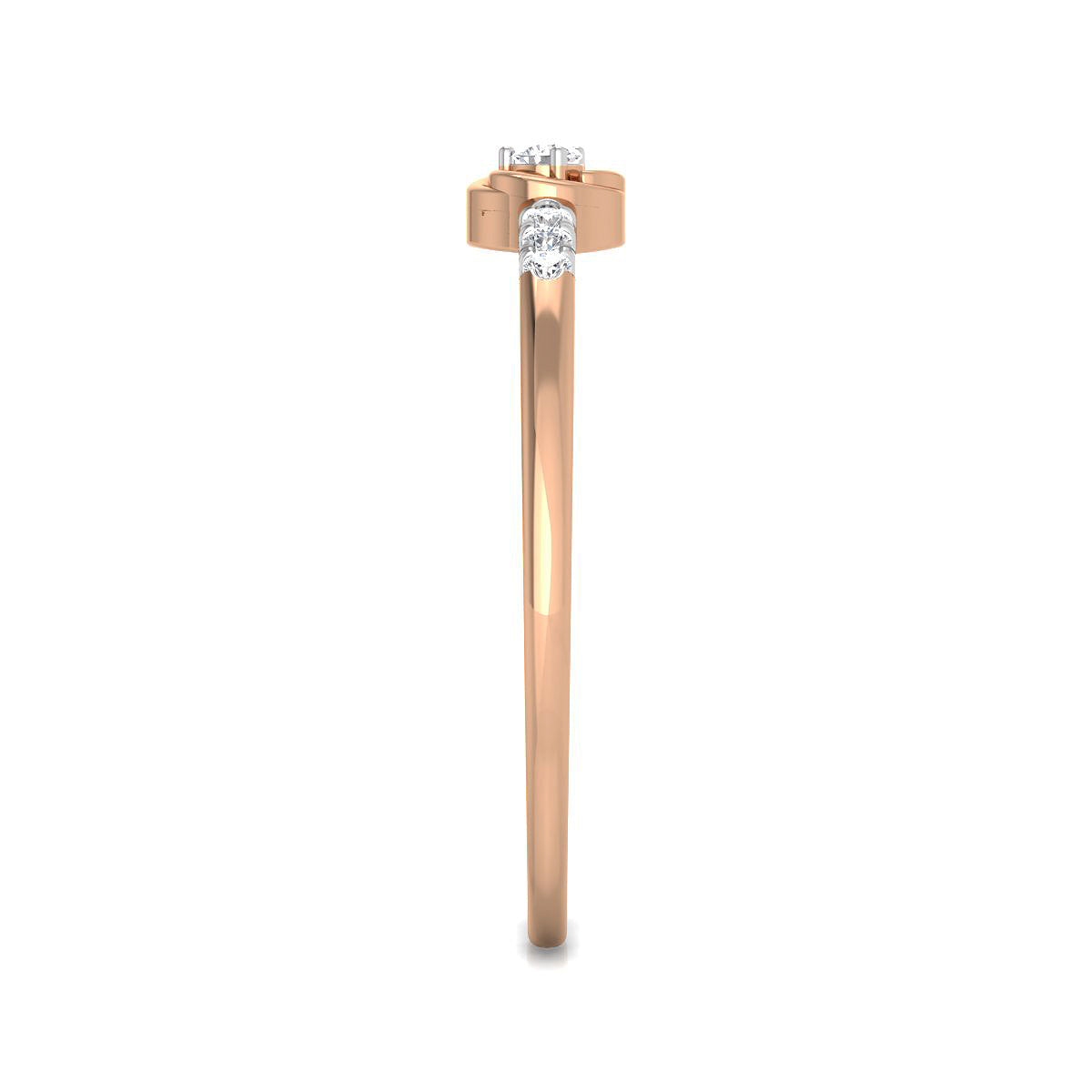 Solitaire and Diamond Trios Ring