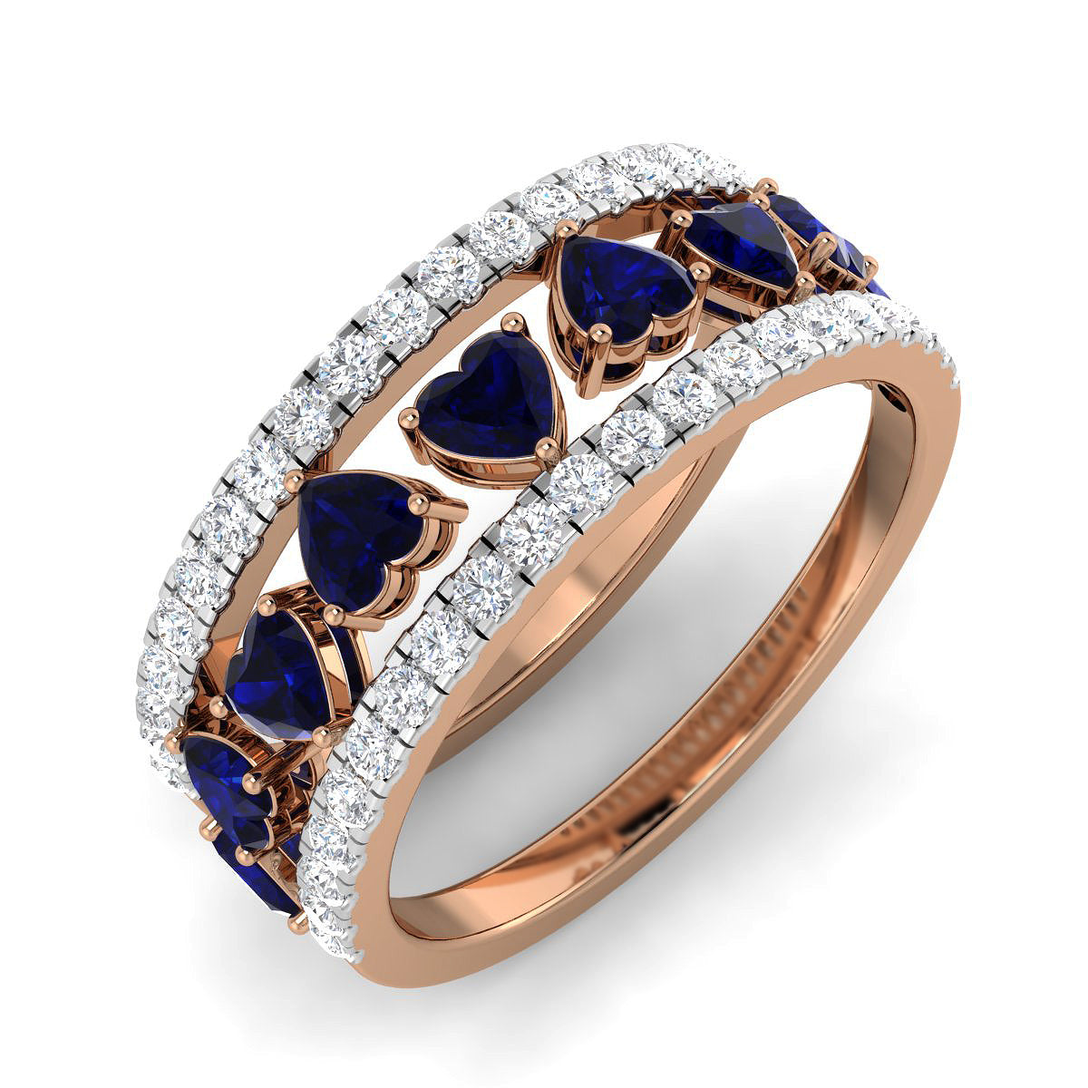 Stunning Sapphire Hearts Ring