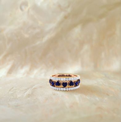 Stunning Sapphire Hearts Ring
