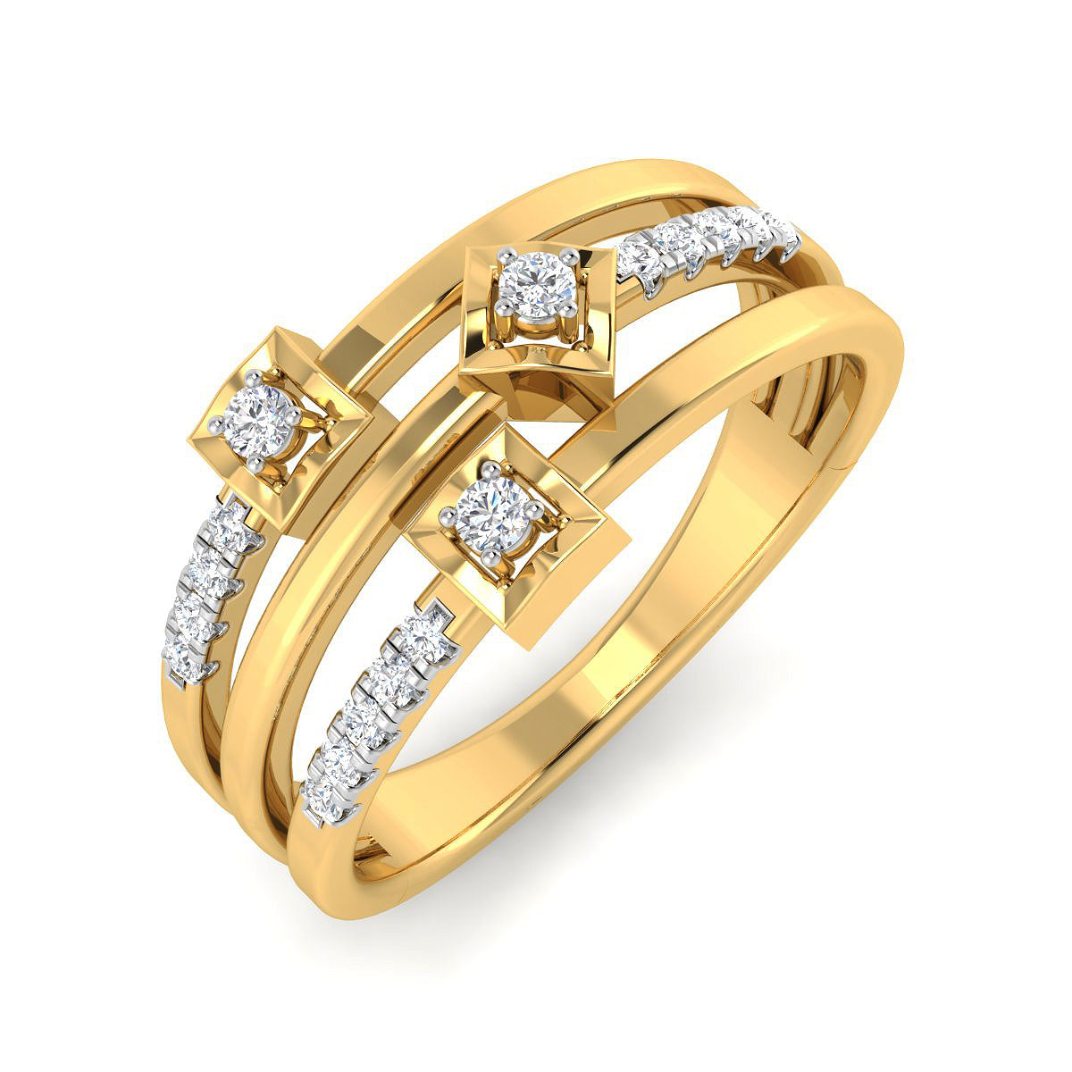 Three Square Diamond Ring