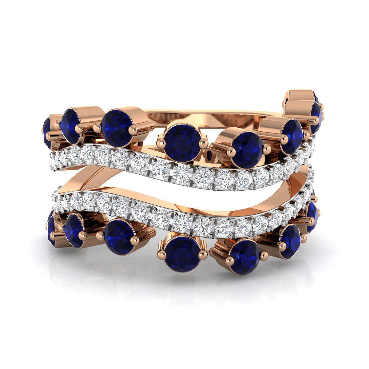 Victorian Sapphire Diamond Layered Ring