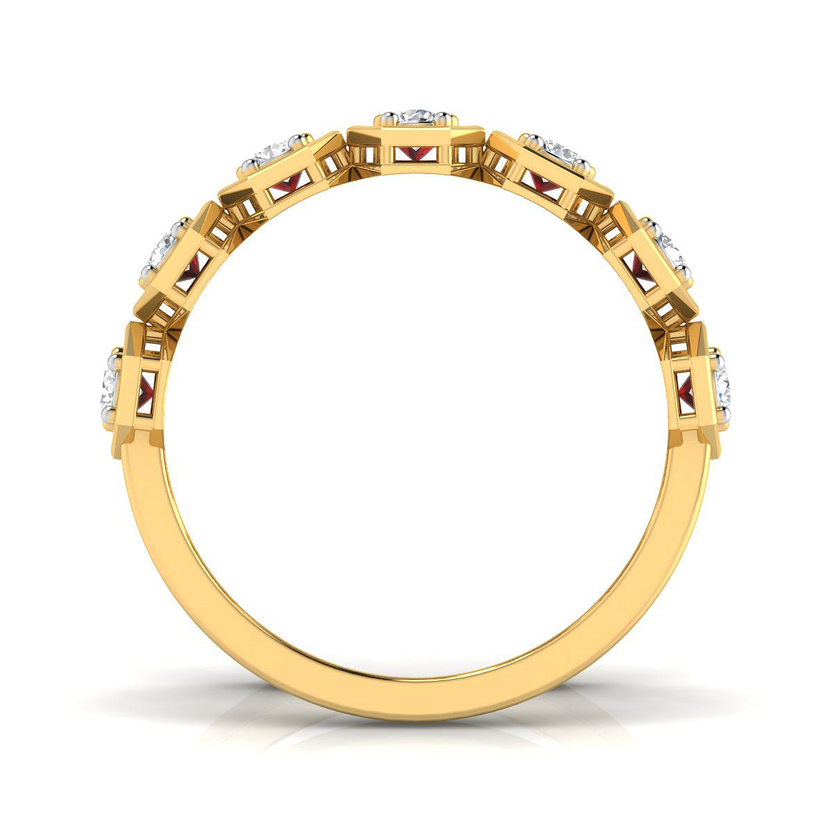 Hexagon Trio Ruby and Diamond Ring