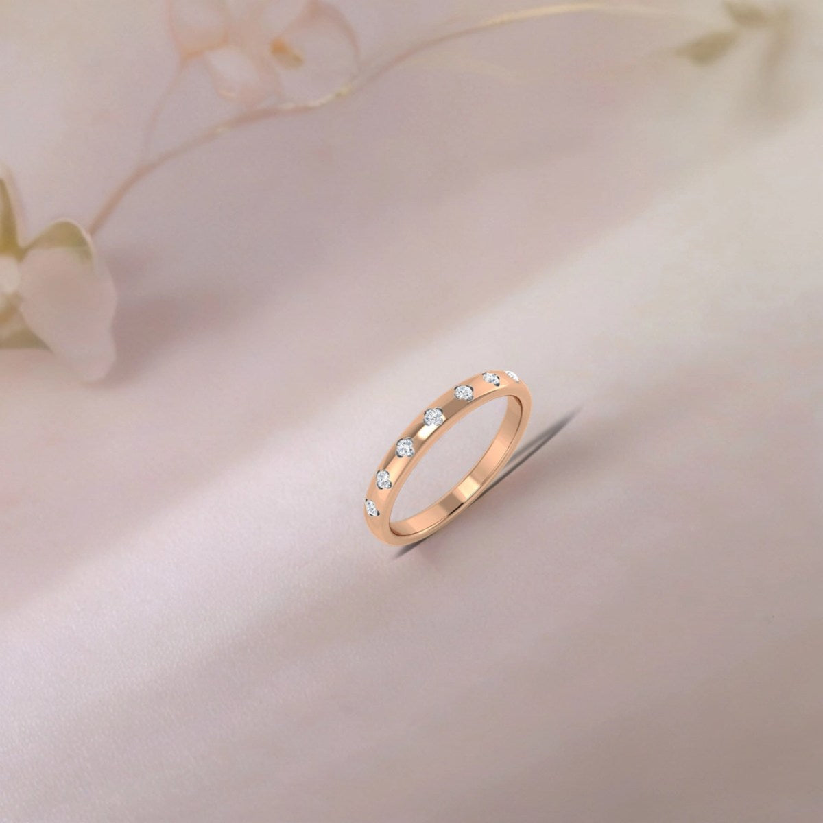 Flush Set Flower Diamond Ring