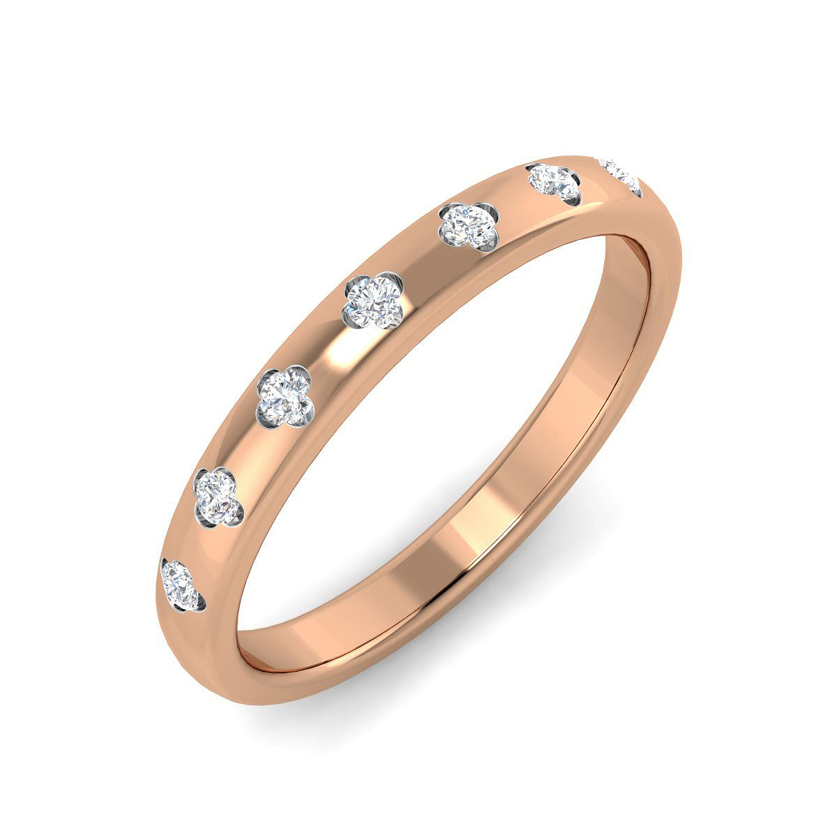 Flush Set Flower Diamond Ring
