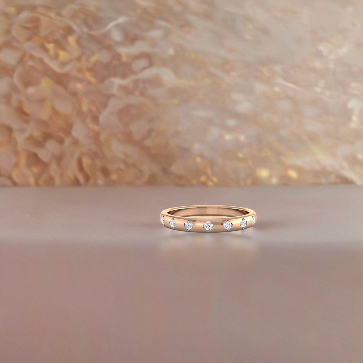 Flush Set Flower Diamond Ring