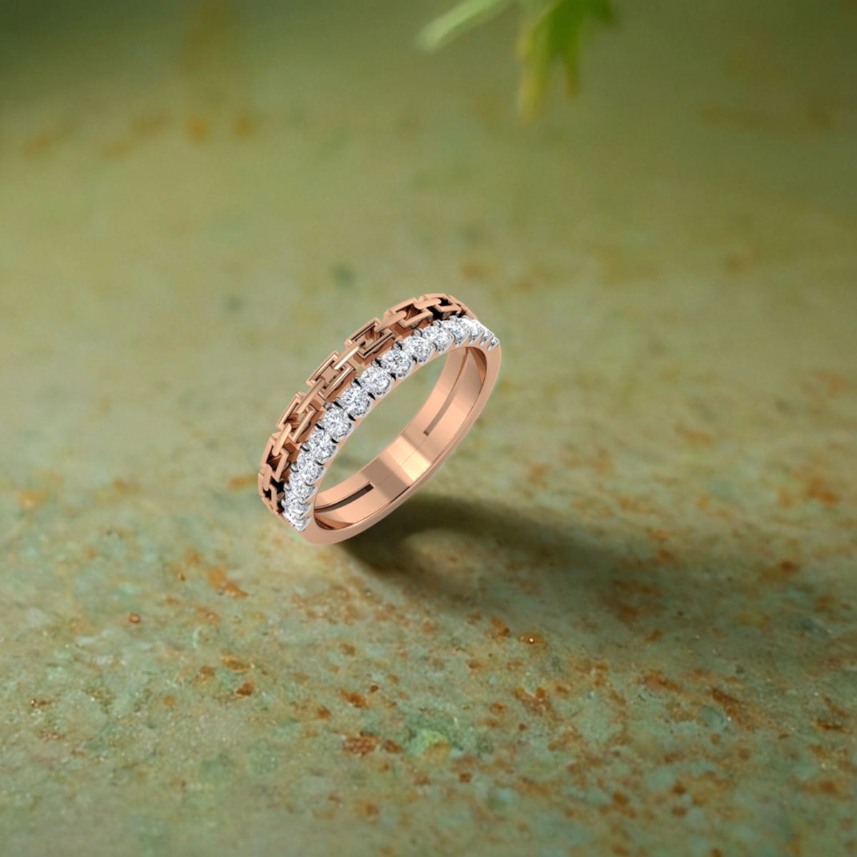 Linked Double Band Diamond Ring