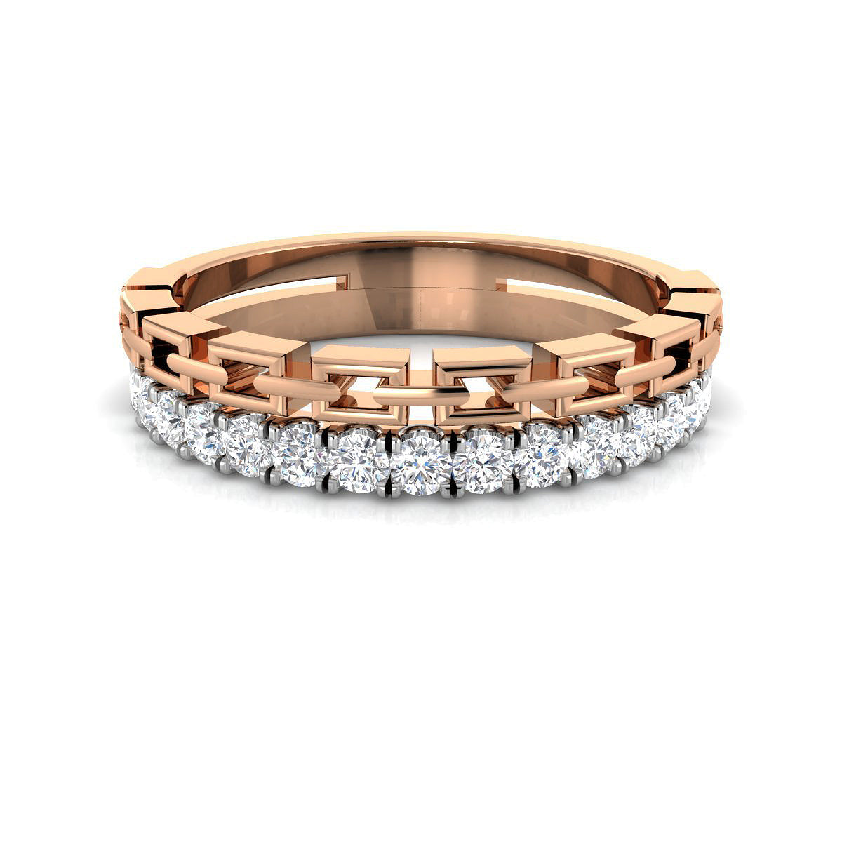 Linked Double Band Diamond Ring
