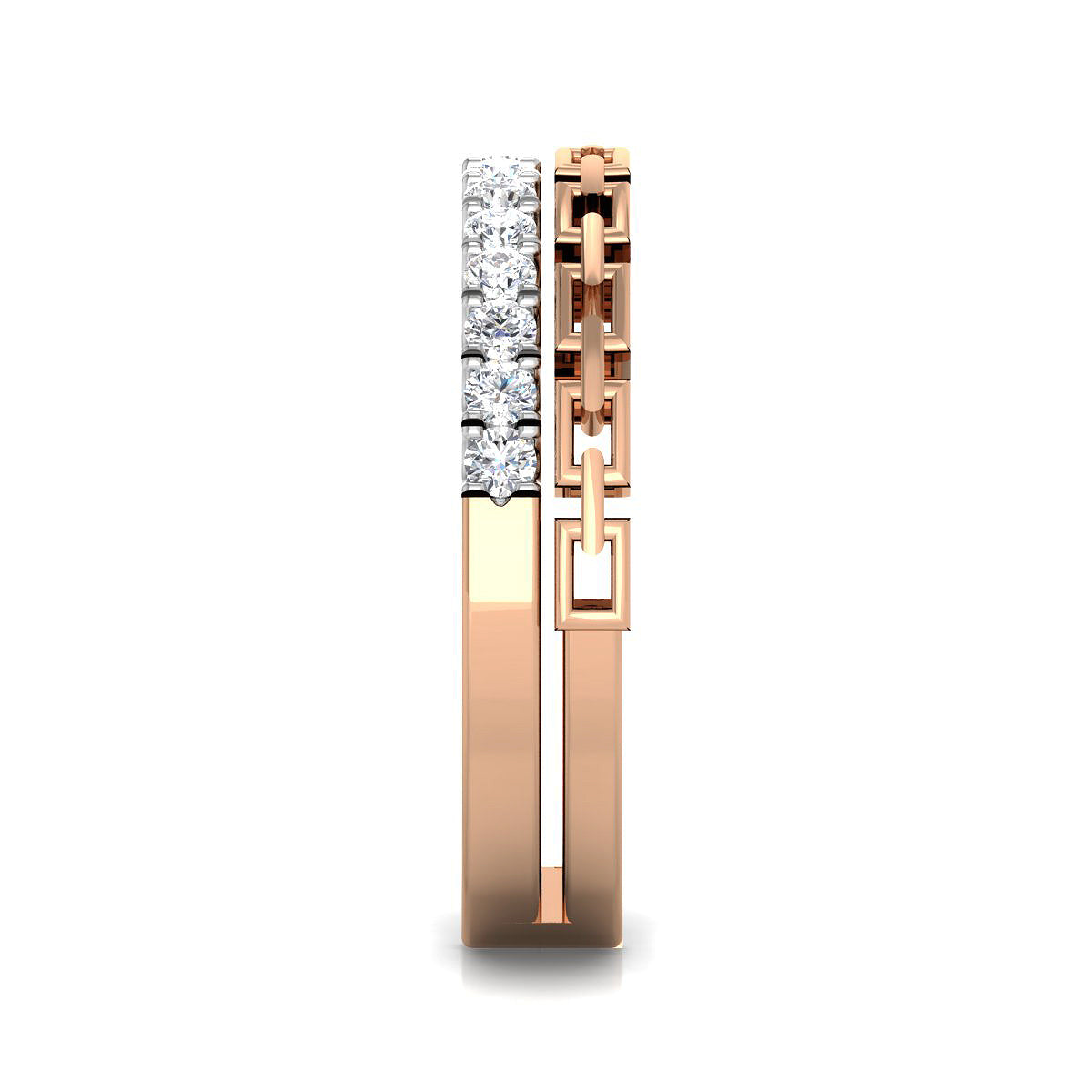 Linked Double Band Diamond Ring