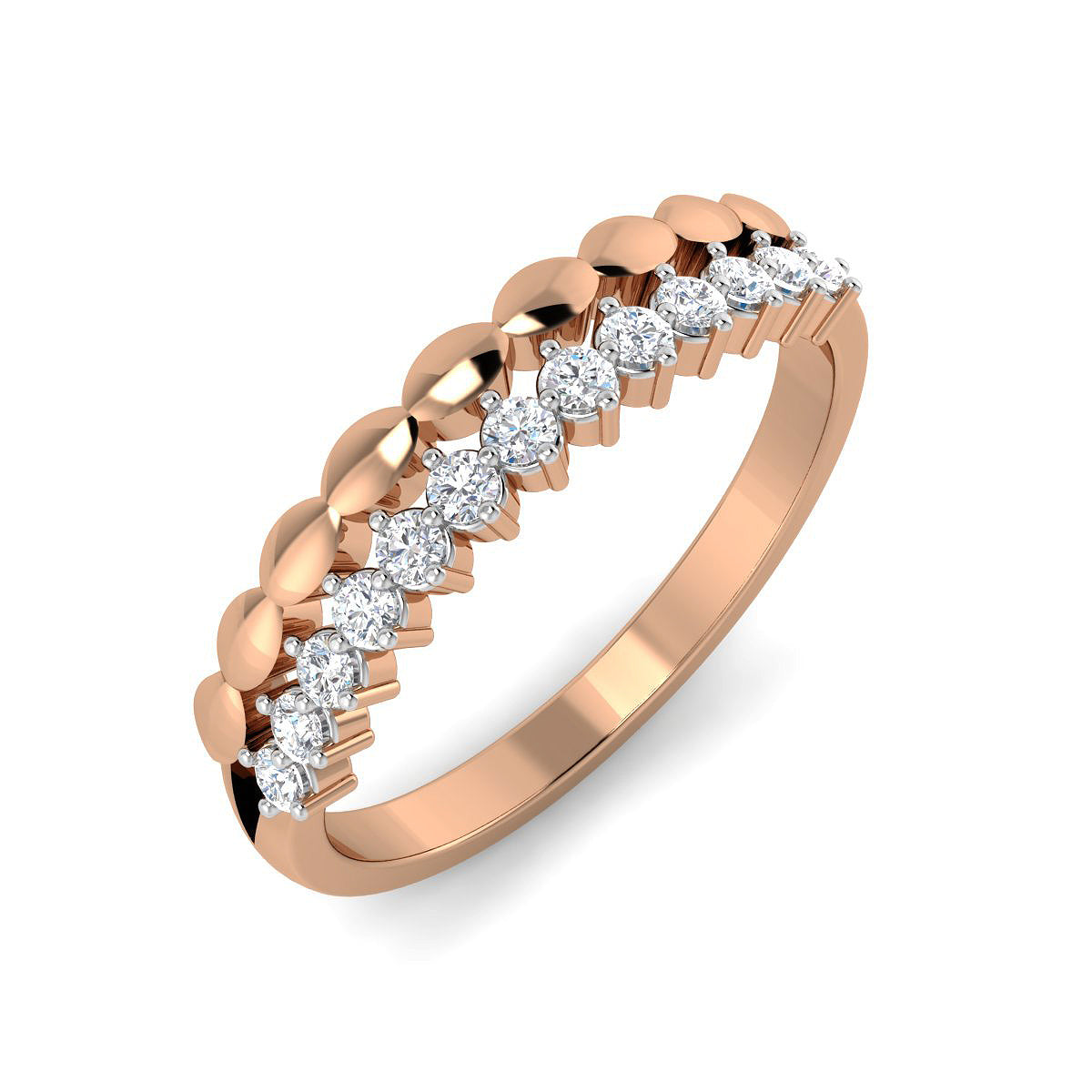 Scalloped Double Band Diamond Ring