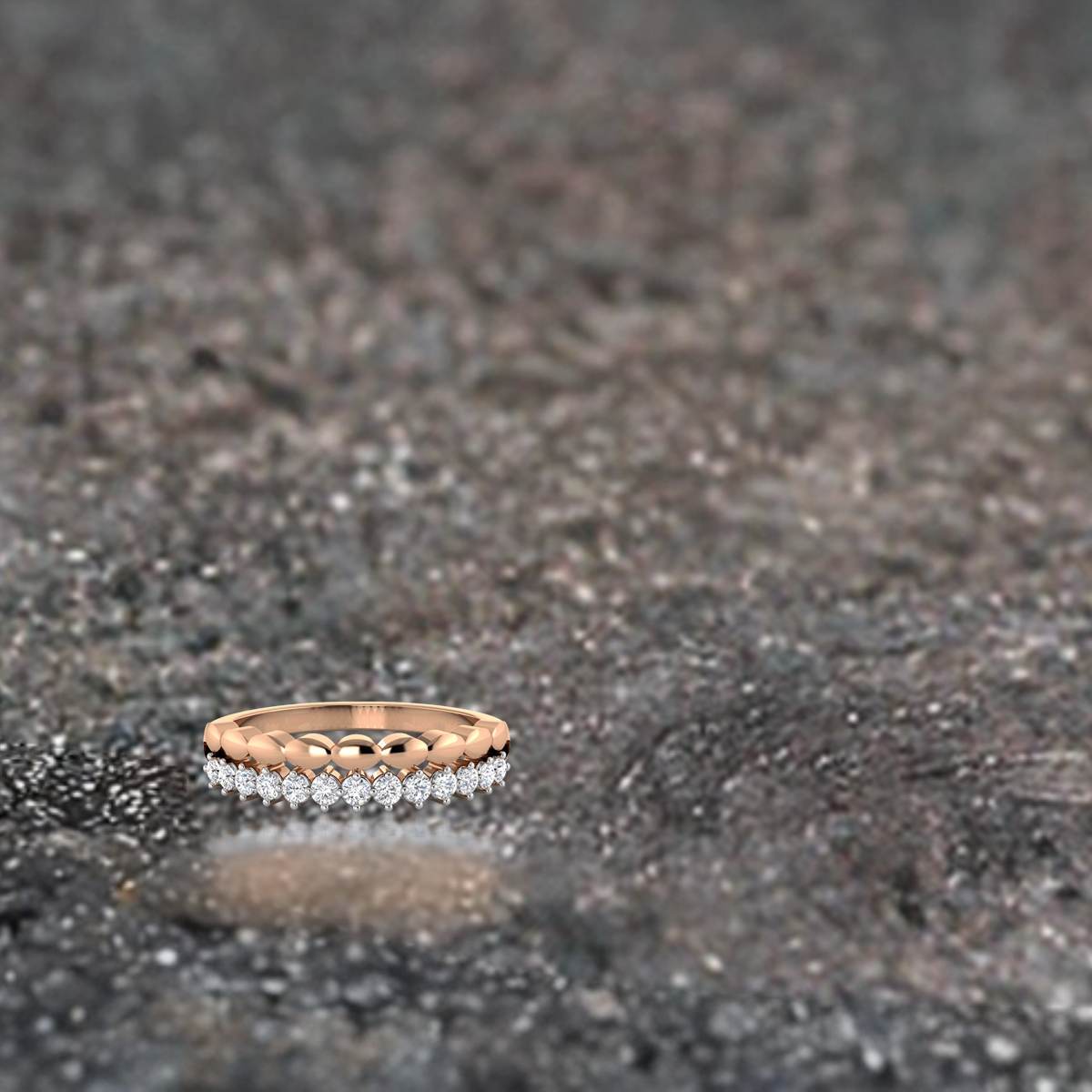 Scalloped Double Band Diamond Ring
