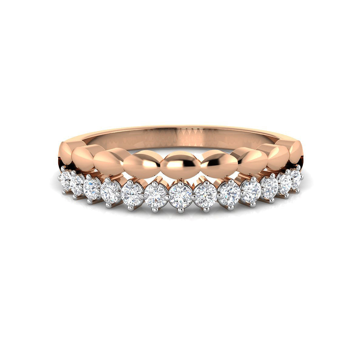 Scalloped Double Band Diamond Ring