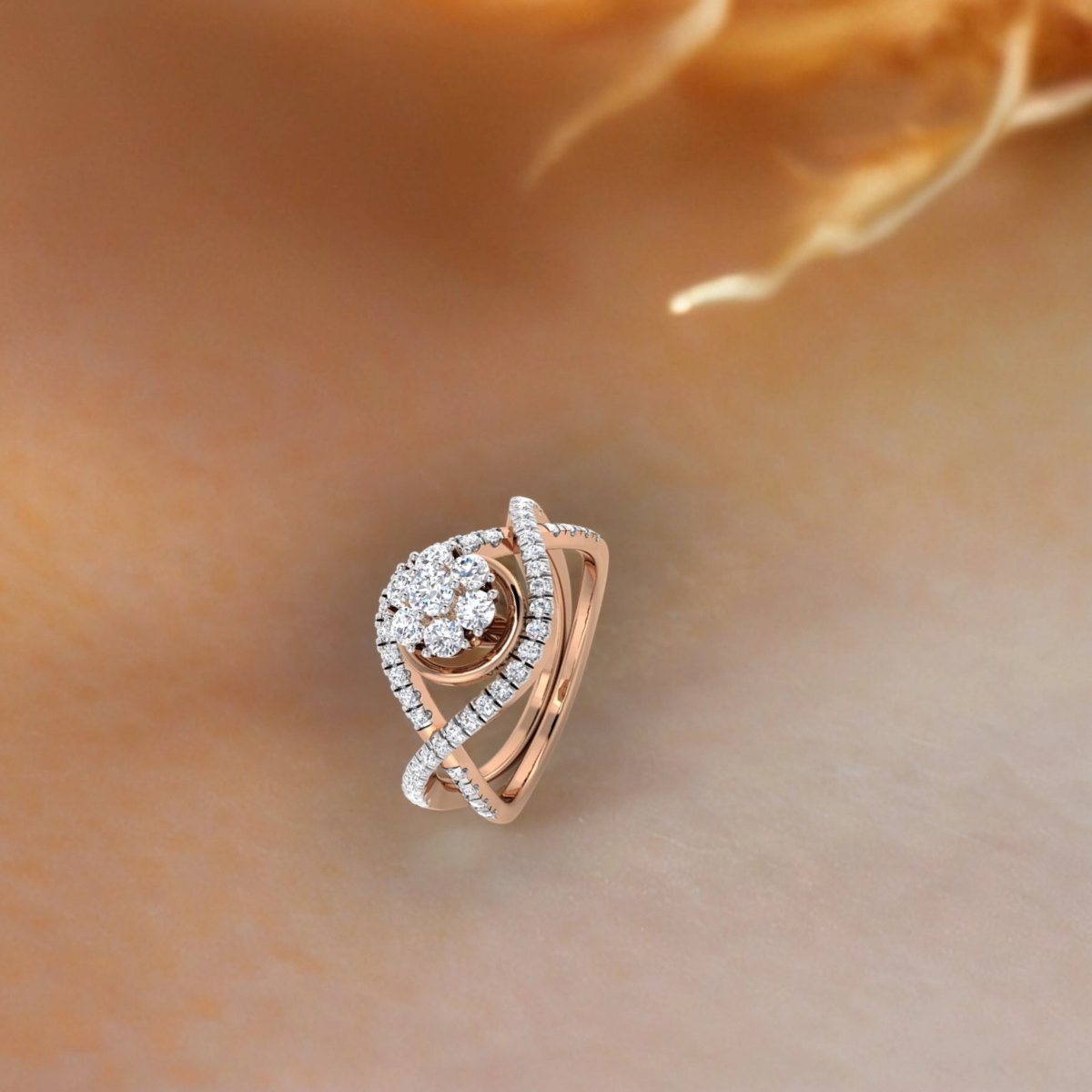 Center Bloom Diamond Twirl Ring