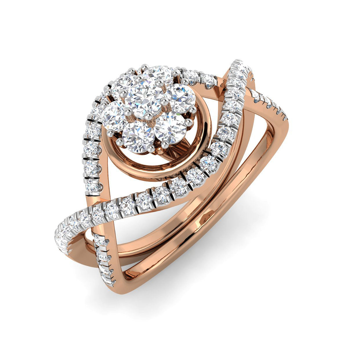 Center Bloom Diamond Twirl Ring
