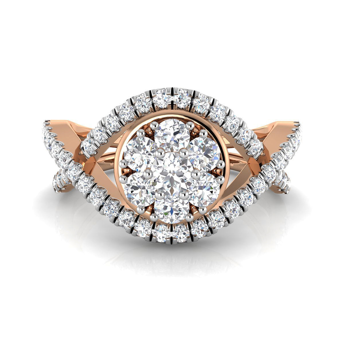 Center Bloom Diamond Twirl Ring