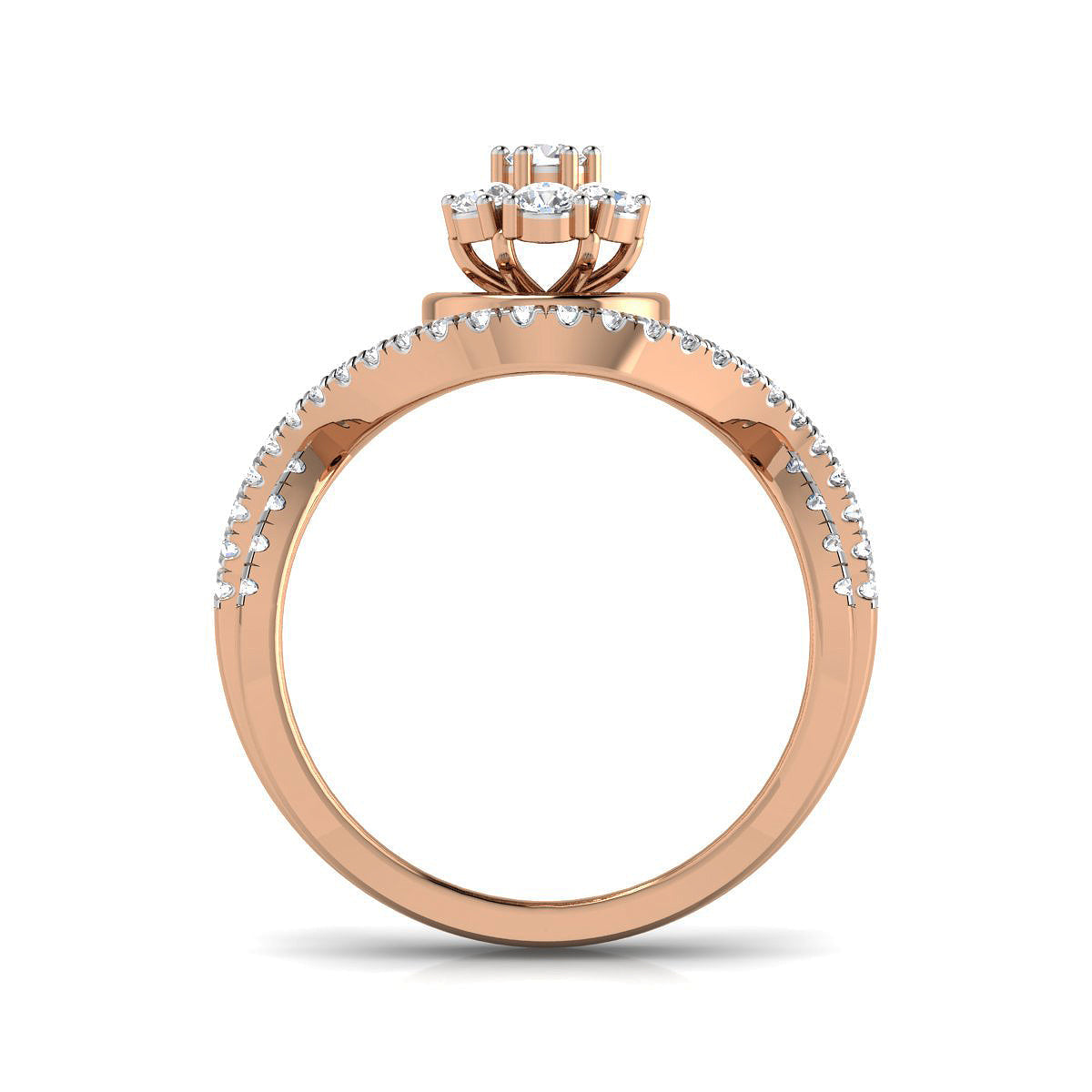 Center Bloom Diamond Twirl Ring