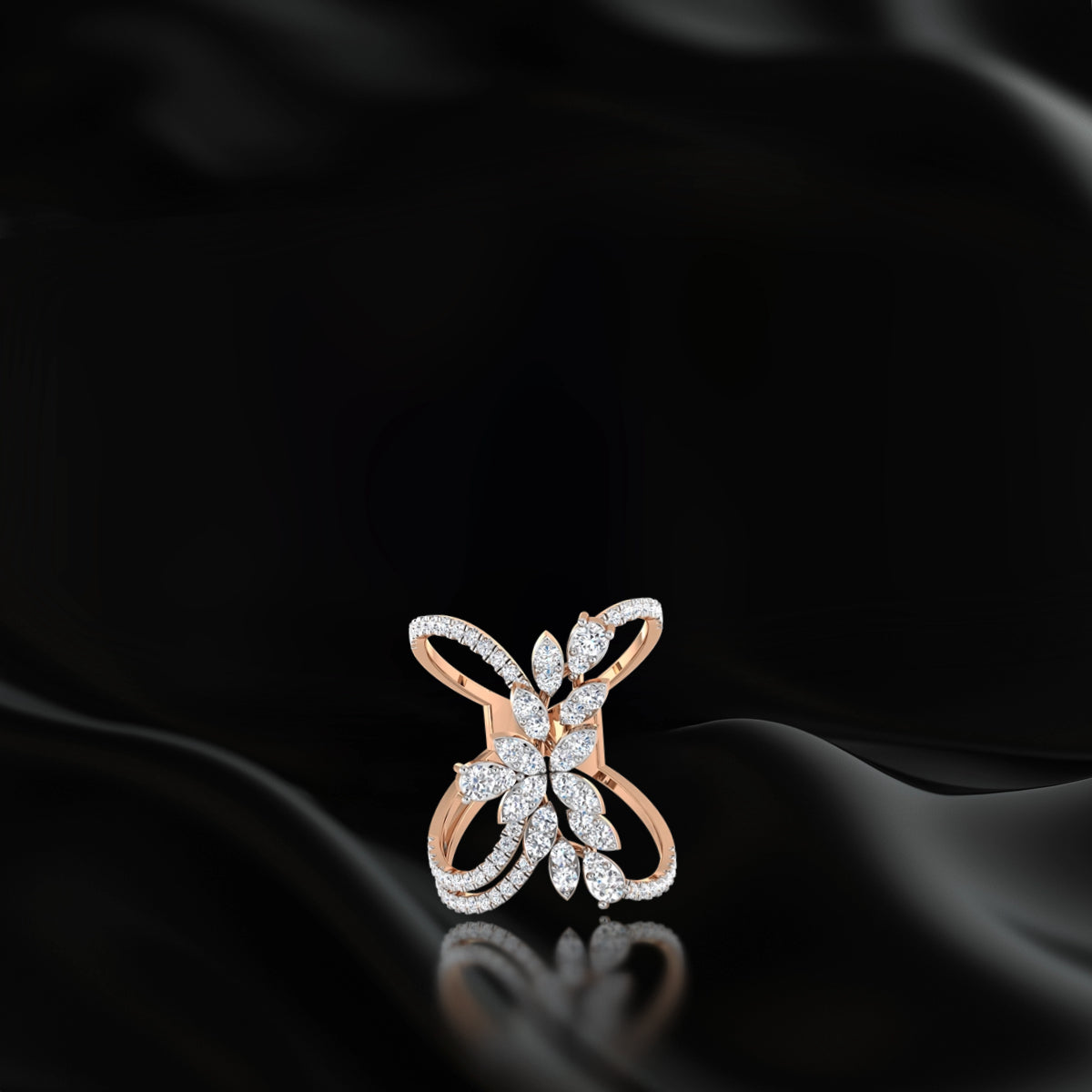 Pear and Marquise Curved Ring