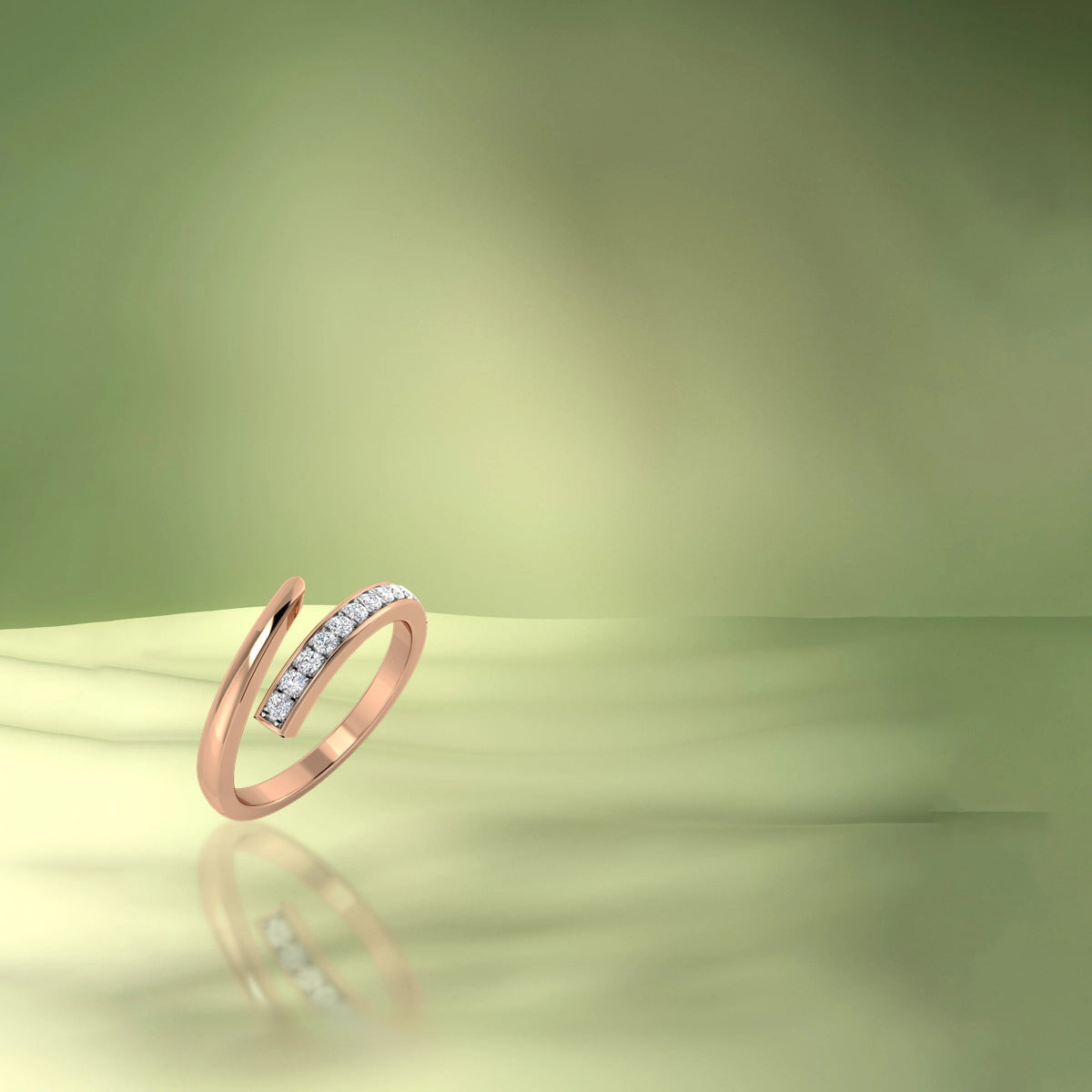 Open Top Diamond Gold Ring