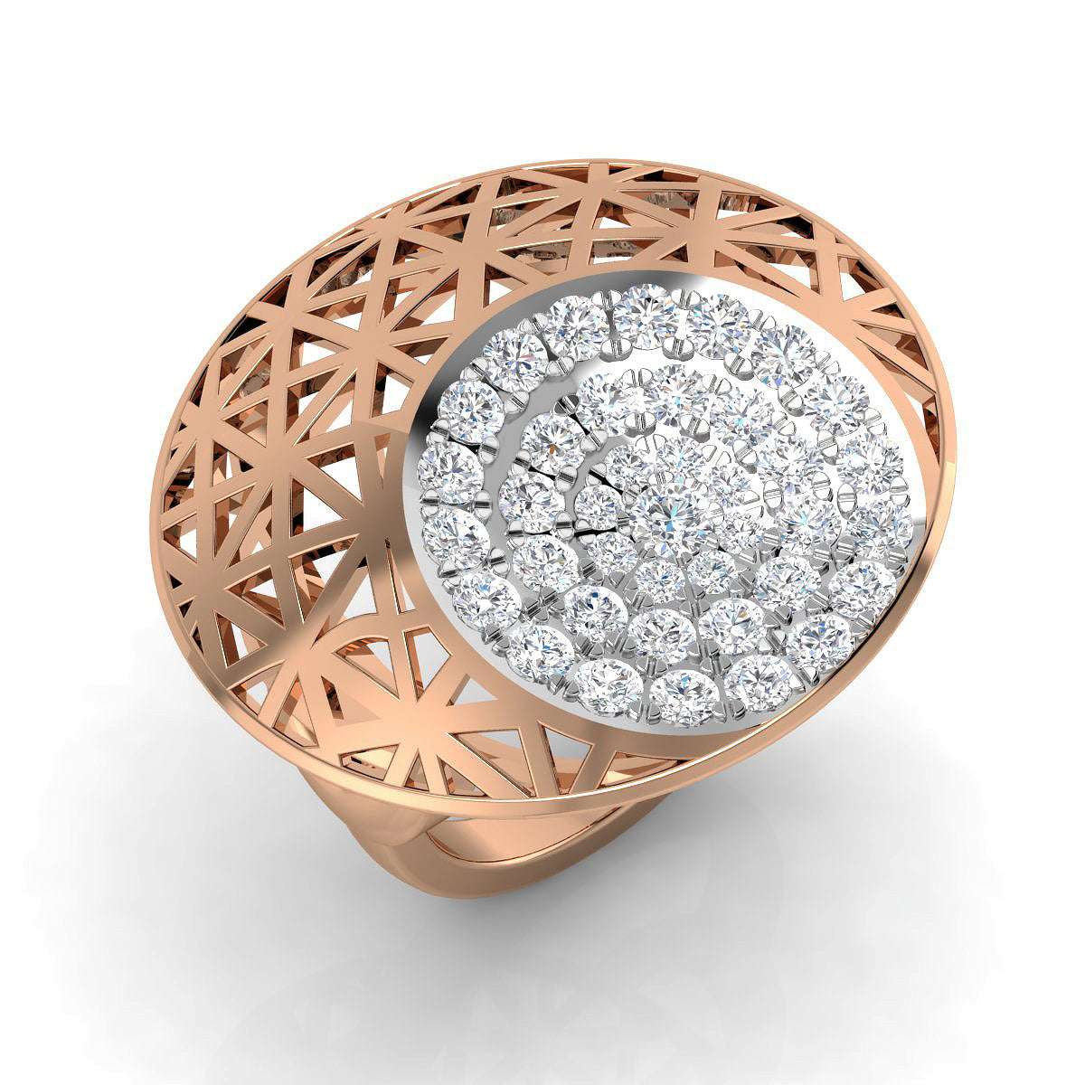 Circular Top Mesh Diamond Ring