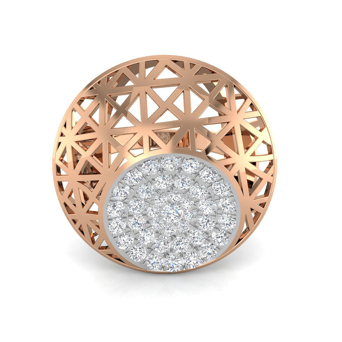 Circular Top Mesh Diamond Ring