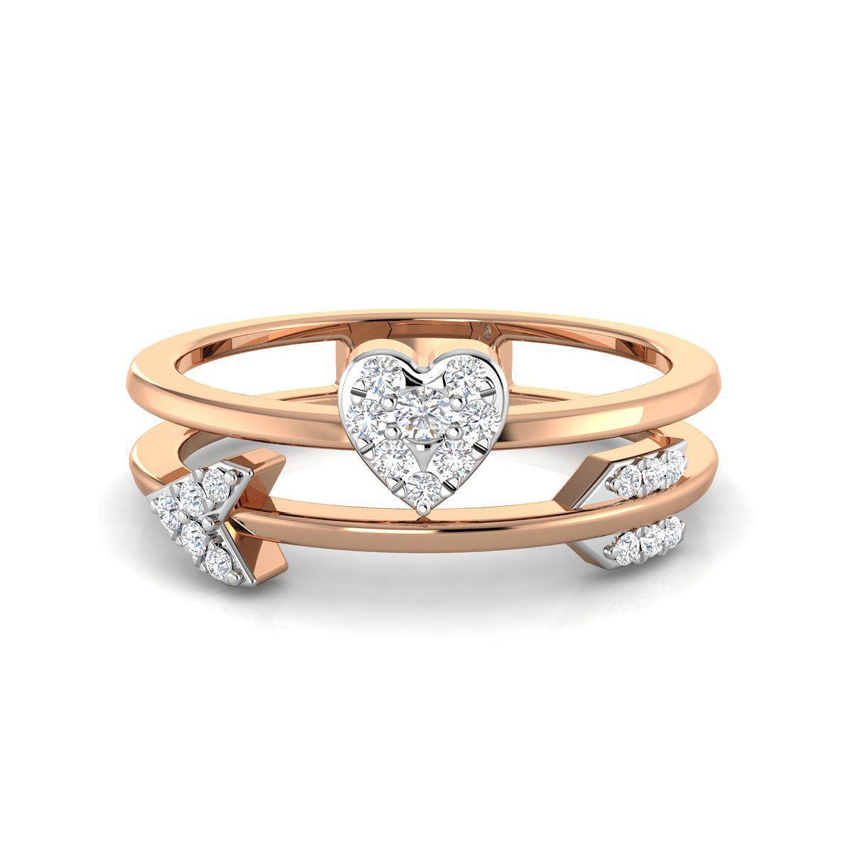 Dual Arrow Heart Diamond Ring