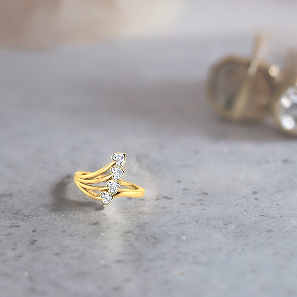 Contemporary Hearts Diamond Ring