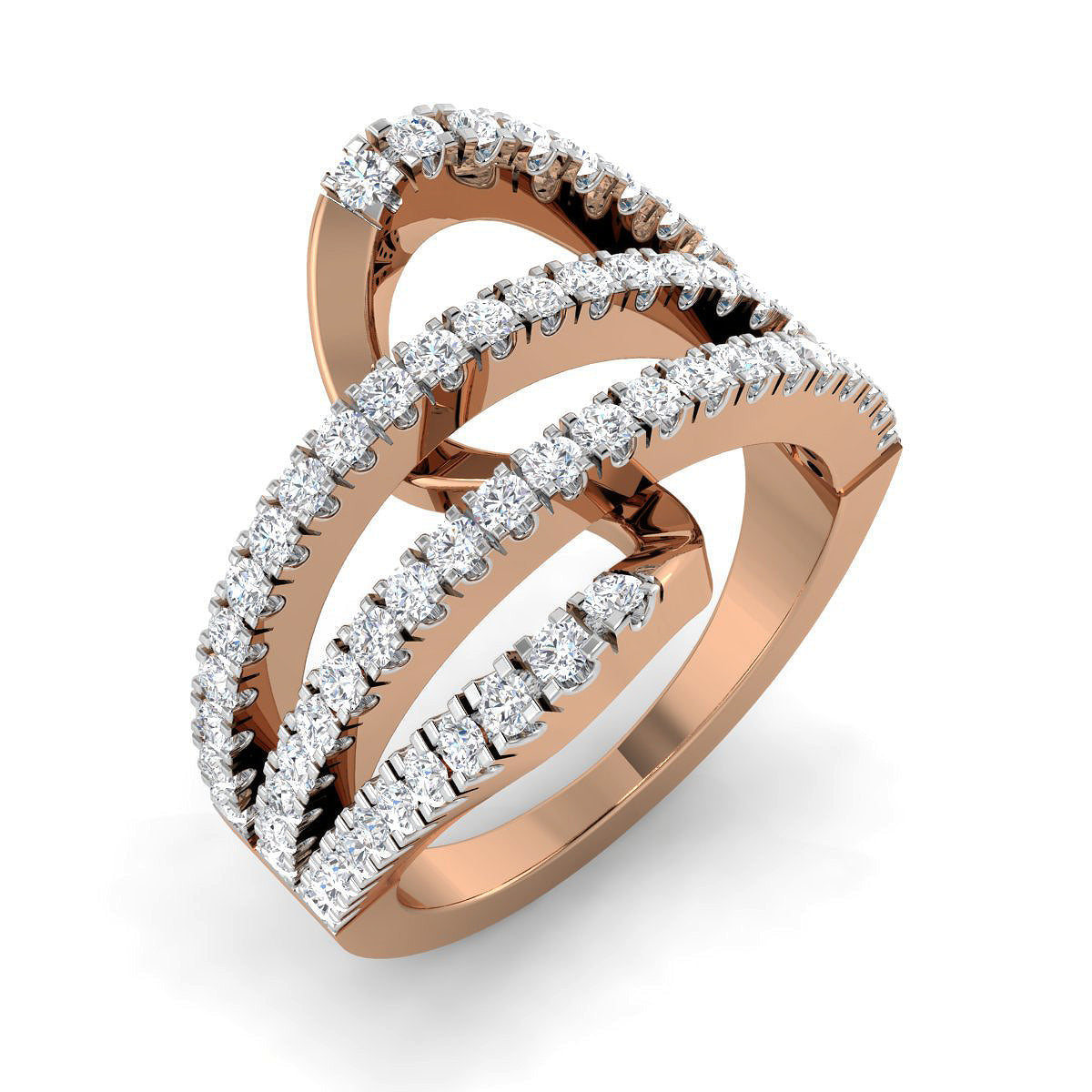 Interlooped Diamond Bands Ring