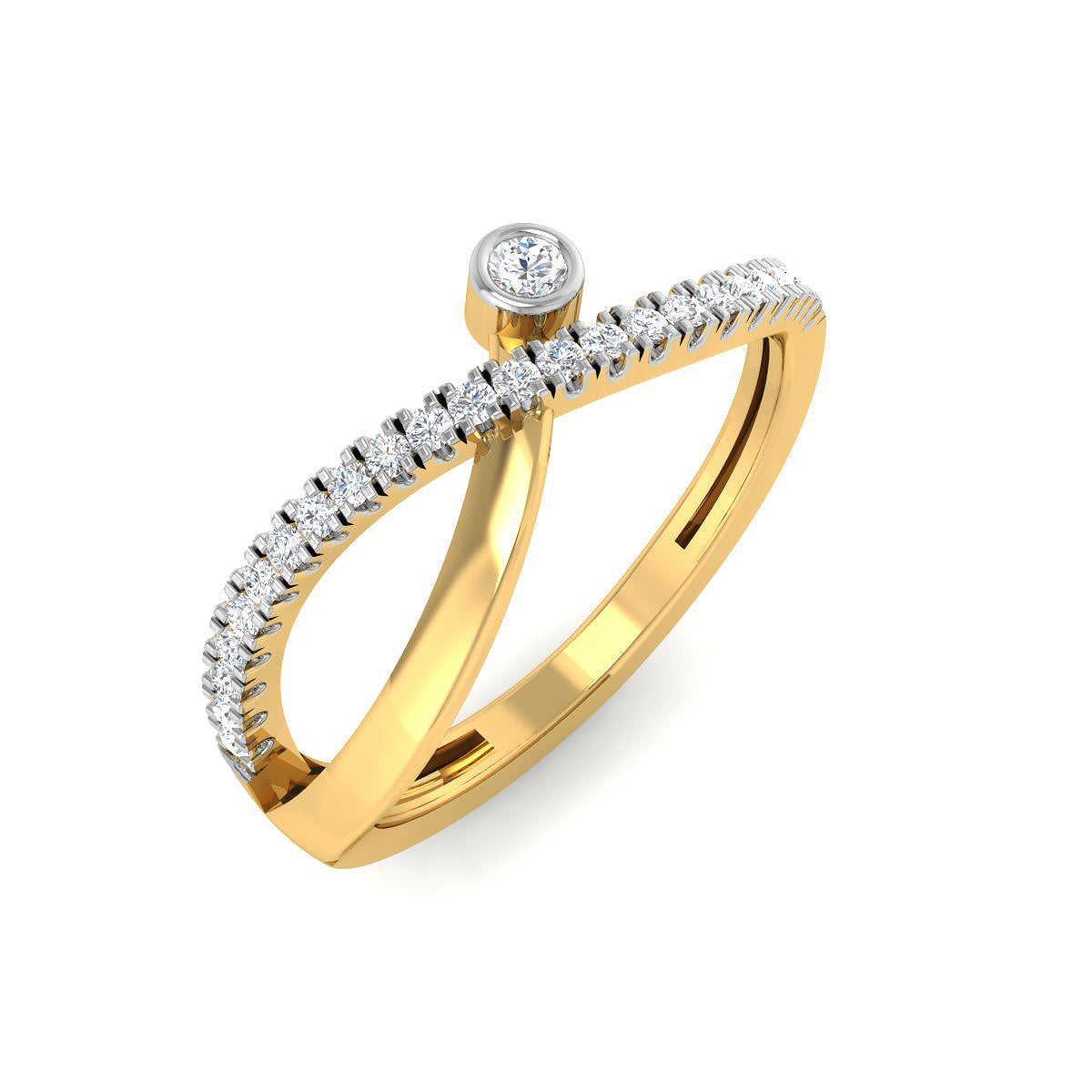 Bezel Overlap Pave Diamond Ring