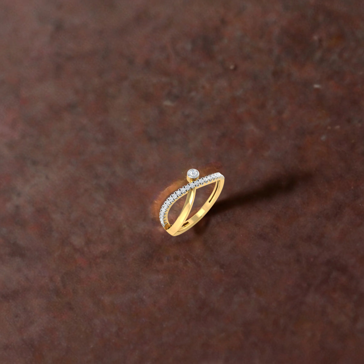 Bezel Overlap Pave Diamond Ring