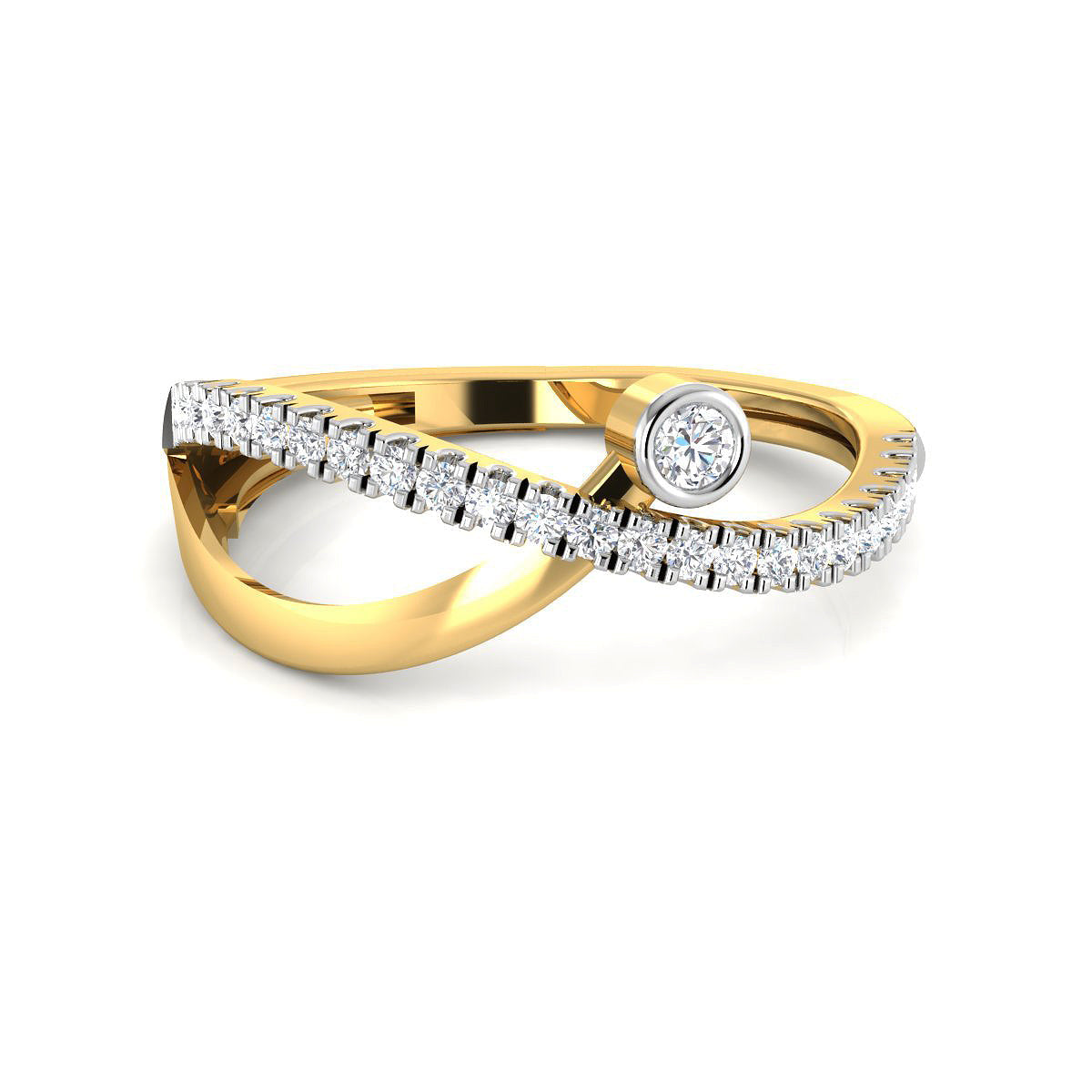 Bezel Overlap Pave Diamond Ring