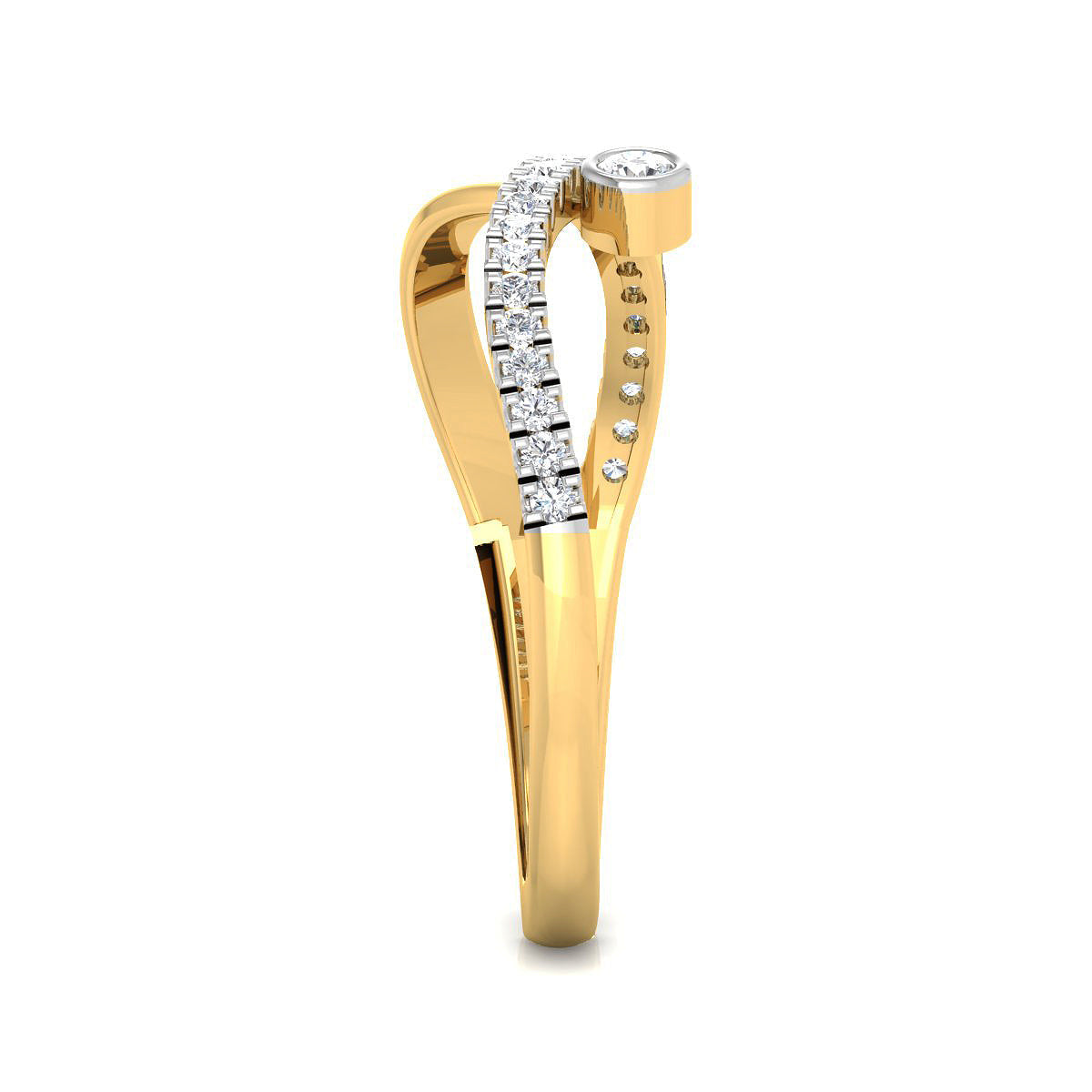 Bezel Overlap Pave Diamond Ring