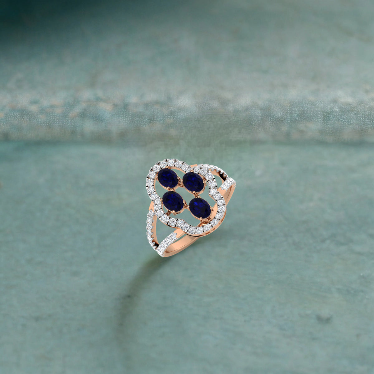 Quartet Sapphire Diamond Ring