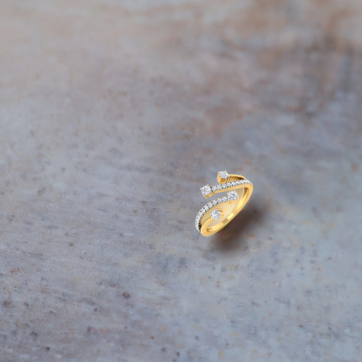 Beaded Gold and Diamond Open-top Ring